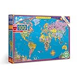 eeBoo World Map 100Pc Puzzle, 1 EA