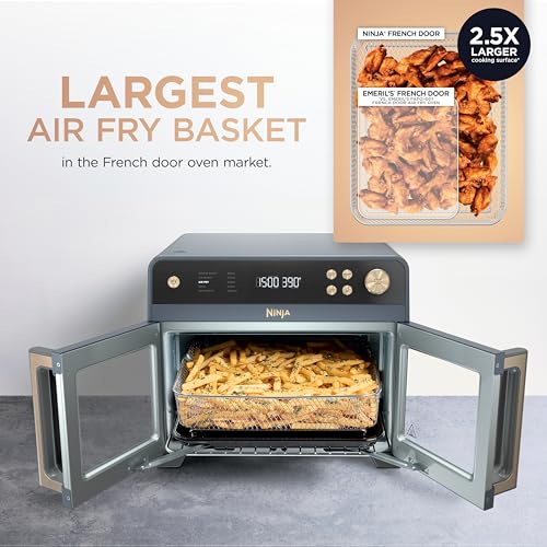 Image of Ninja | French Door Premier Air fry Oven | 10-in-1 functions | 20.3-qt capacity | 5-qt Air Fry Basket, Sheet Pan, Wire Rack, Broil Rack | PFAS-free, Dishwasher-Safe Accessories | Cyberspace | FO101BL