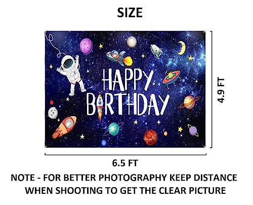 Image of 1 pc Space Theme Backdrop Cloth (6.5ft X 5ft) Space Theme Birthday Decorations Galaxy Solar System Planet Outerspace Astronaut Backdrop Curtain for Birthday (Pack of 1, Multicolor)