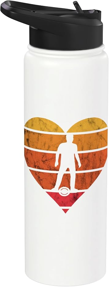 Electric Skateboard Owner Onewheel Float Heart Vintage Retro Stainless Steel Insulated Water Bottle