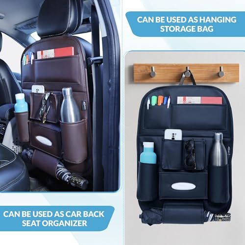 Image of Neodrift 'Seat Master Lite' Premium 7D Car Seat Organizer, Universal Fit, Multi-Pocket Storage for Bottles, Documents, Mobile, Keys, Tissues (Color: Black) (Set of 1)
