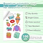 Koala Printable Papier adhésif vinyle pour imprimante jet d'encre - 20 Feuilles Matte blanc papier vinyle, papier autocollant imperméable 8,5x11 pouce, travailler avec la machine de coupe