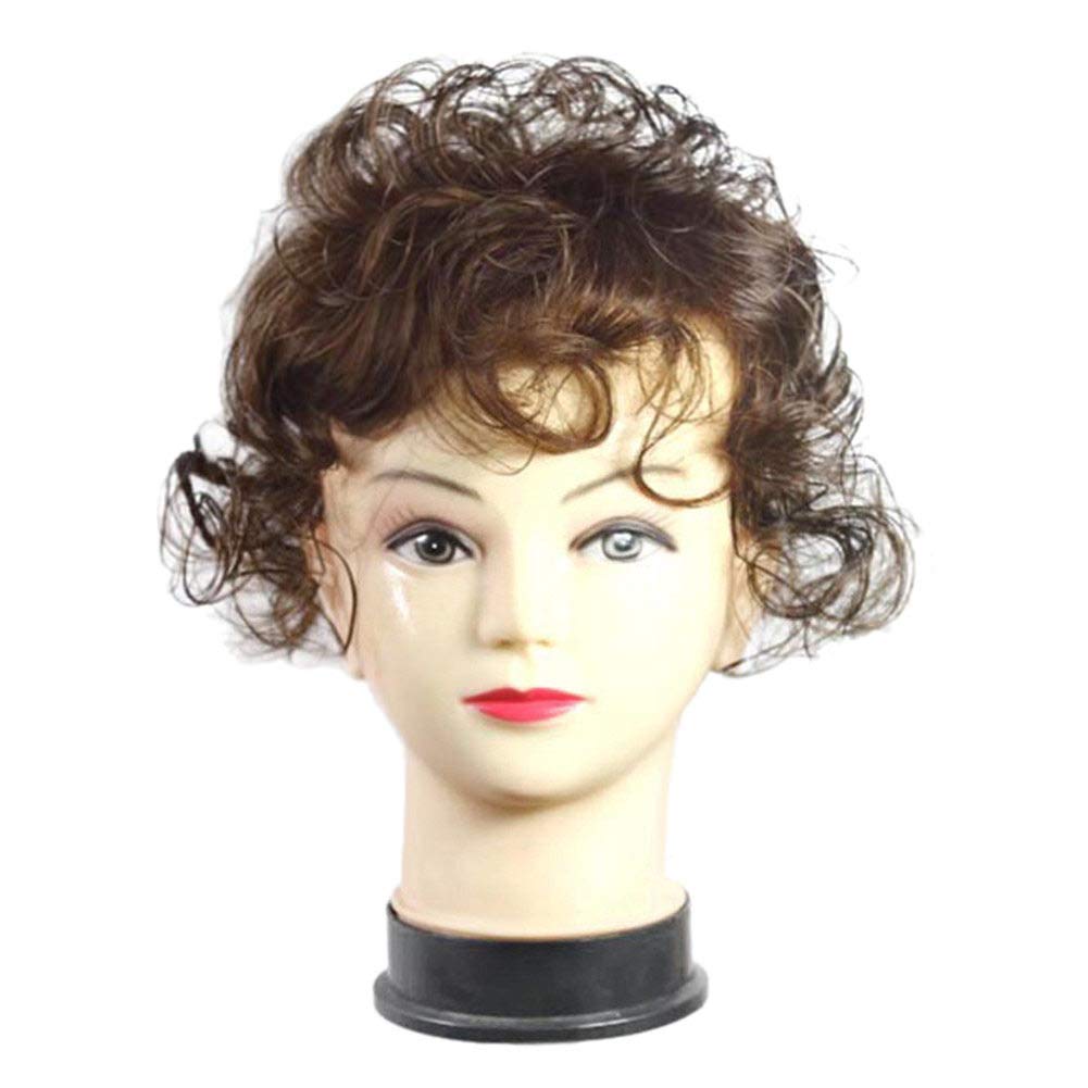 Womens Topper Curly Wavy Topper Synthetic Clip In Hair Piece Nature Looking Invisible Wiglet Toupee for Hair Loss With Bangs (Dark Brown)