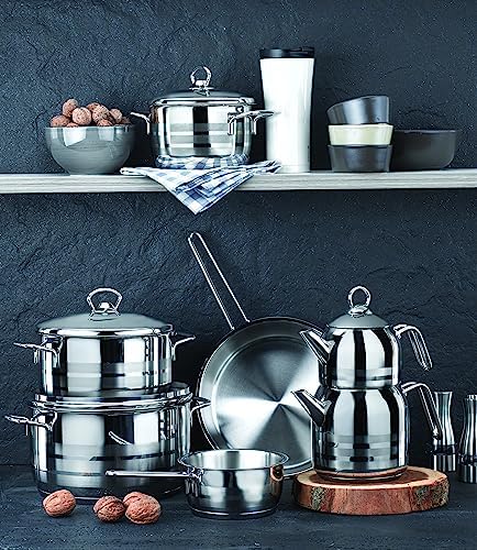 طقم استانلس تركى كوركوماز 14 قطعة استرا جراند، فضي، ستانلس ستيل