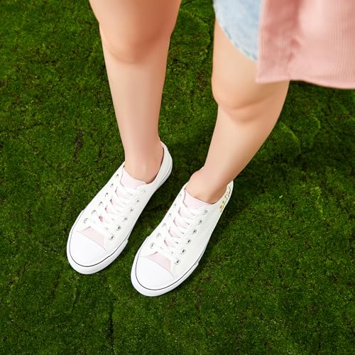 Image of ZGR Womens White Tennis Shoes for Women,Low Tops Lace up Canvas Sneakers