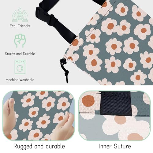 Image of Groovy Flowers Car Garbage Bag,Daisy Waterproof Small Car Trash Bag Hanging Back of Seat,Drawstring Hanging Car Trash Bag with Adjustable Buckle for Car Accessories