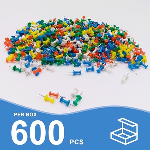 600 Stück Mehrfarbig Reissnägel, Kreativ Dekorative Bunte Reißzwecken groß,Bunt Pinnwandnadeln Reisszwecke Pinnadeln Push Pins für Fotos,HangingTacks, Tags, Büro und Haus, Bulletin Board