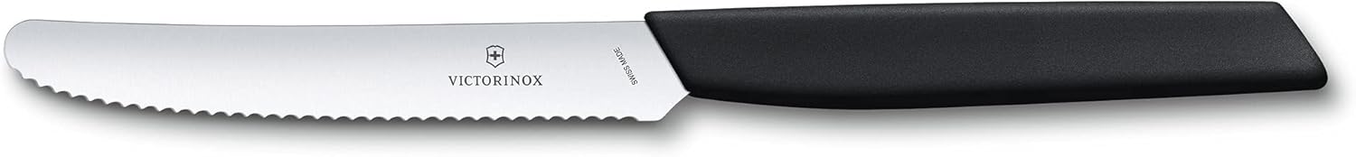 Victorinox Swiss Modern 4.3-Inch Wavy Edge Tomato and Table Knife, Black