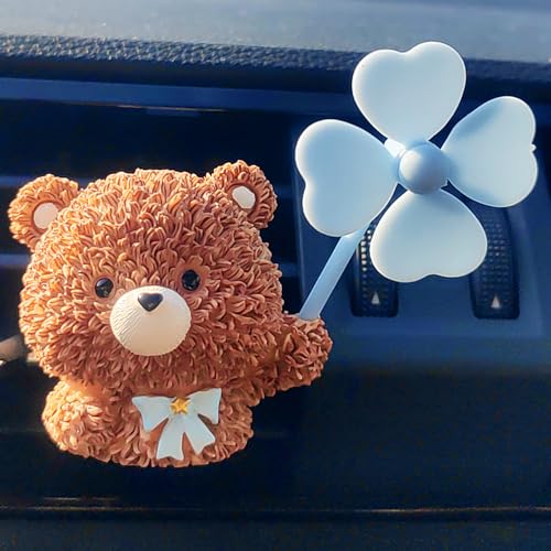 Image of Cute Car Air Freshener Vent Clips, 3D Animal with Mini Fan Diffuser Vent Clip, Air Conditioning Decoration Car Accessories for Women and Men