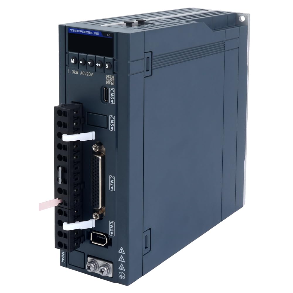 STEPPERONLINE Kit servomotore AC serie A6 1000 W, servomotore 3000 rpm, 3,18 Nm, 17 bit, convertitore assoluto IP67 + 1000 W impulso/RS485/servomotore AC analogico + cavo da 3 m