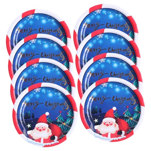 Hoement 8 Piezas Platos de Papel Desechables con Diseño de Santa Claus para Fiesta Navideña Vajilla Infantil Temática Navidad Platos Redondos Pequeños para Eventos Festivos