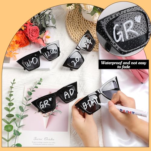 Flutesan 12 Pcs Personalized Sunglasses Bulk Custom Sunglasses with 4 Markers for Adult DIY Birthday Wedding Party Favors3