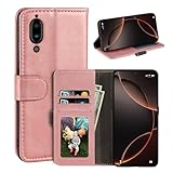 UOGNADGD Leder-Flip-Hülle Kompatibel mit Sharp Aquos C10 Geldbörsen-Hülle mit Kartenfächern, Magnetverschluss, Kickstand, RFID Stoßfest (Rotgold)