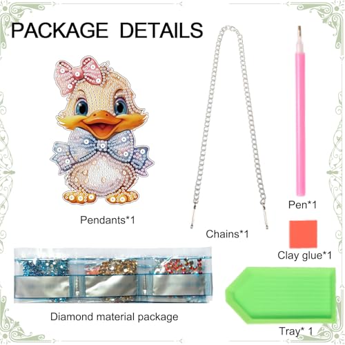 Image of Duck Animal Diamond Painting Hanging Kit - DIY Acrylic 5D Special Shaped Diamond Art Pendant Ornament Board for Wall, Door Garden Decoration, Handmade Craft Kit Gift for Adults and Beginners