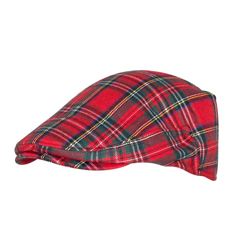 Casquette tartan rouge vintage couvre-chef chaud hiver homme femme