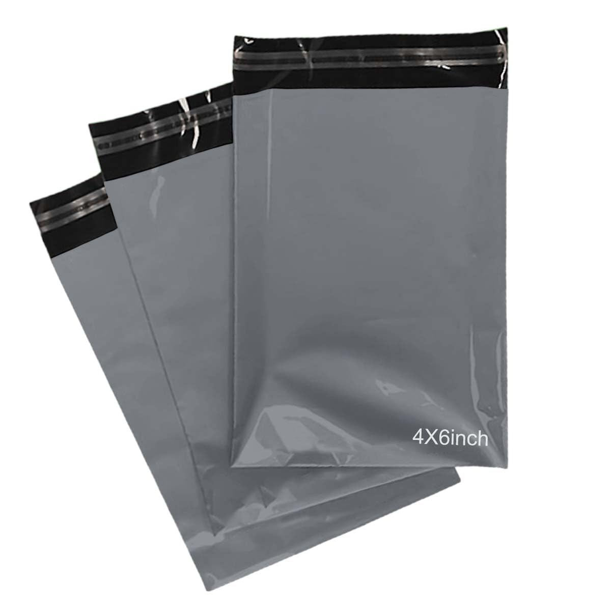PACKY® 1000 Grey Mailing Bags 4" x 6" (102 x 152mm) Self Adhesive Poly Mailer Postage Bags - Small Courier Parcel Delivery Envelope for Posting Small Items