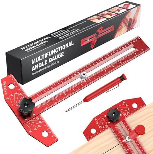 Preciva 13” Carpenter Square Ruler (1/16" Scale) - Foldable Aluminum Alloy T Square Ruler with Imperial and Metric Scales, Multi-Purpose Woodworking Square for Measure Angles, Position, Draw Lines