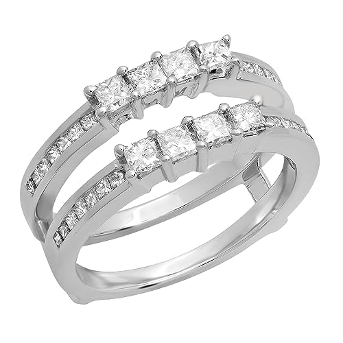 Dazzlingrock Collection Princess Diamond Double Guard Wedding Band Enhancer Ring for Women in 14K Solid Gold