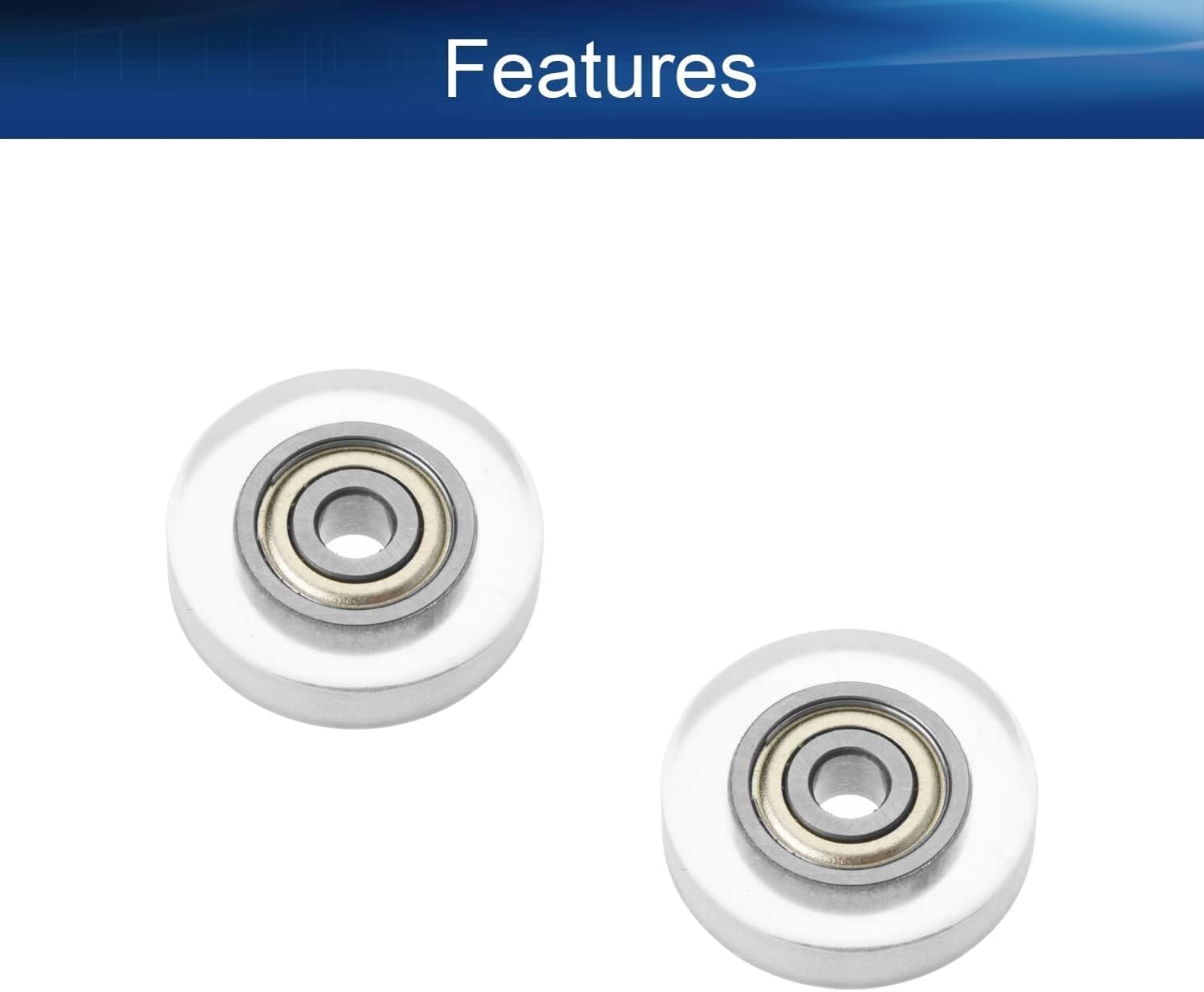 Bearings, Roller,Flat WRoller,Pulley,Flat Wheel, Nylon Roll 2Pcs 3 x 15 x 4mm Roller Idler Bearing Pulley Sliding Conveyor Nylon Wheel for Furniture, Hardware Accessories, Mobile Door(Transparent),Hi
