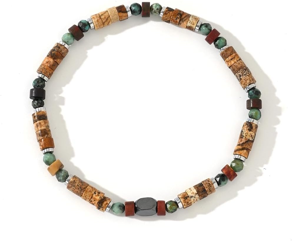 Dainty Stone Beaded Bracelet Handmade Stretch Bracelets For Women Men Trendy,Fashion Boho Beads Crystal Gemstone Jewelry Gift Frindship.