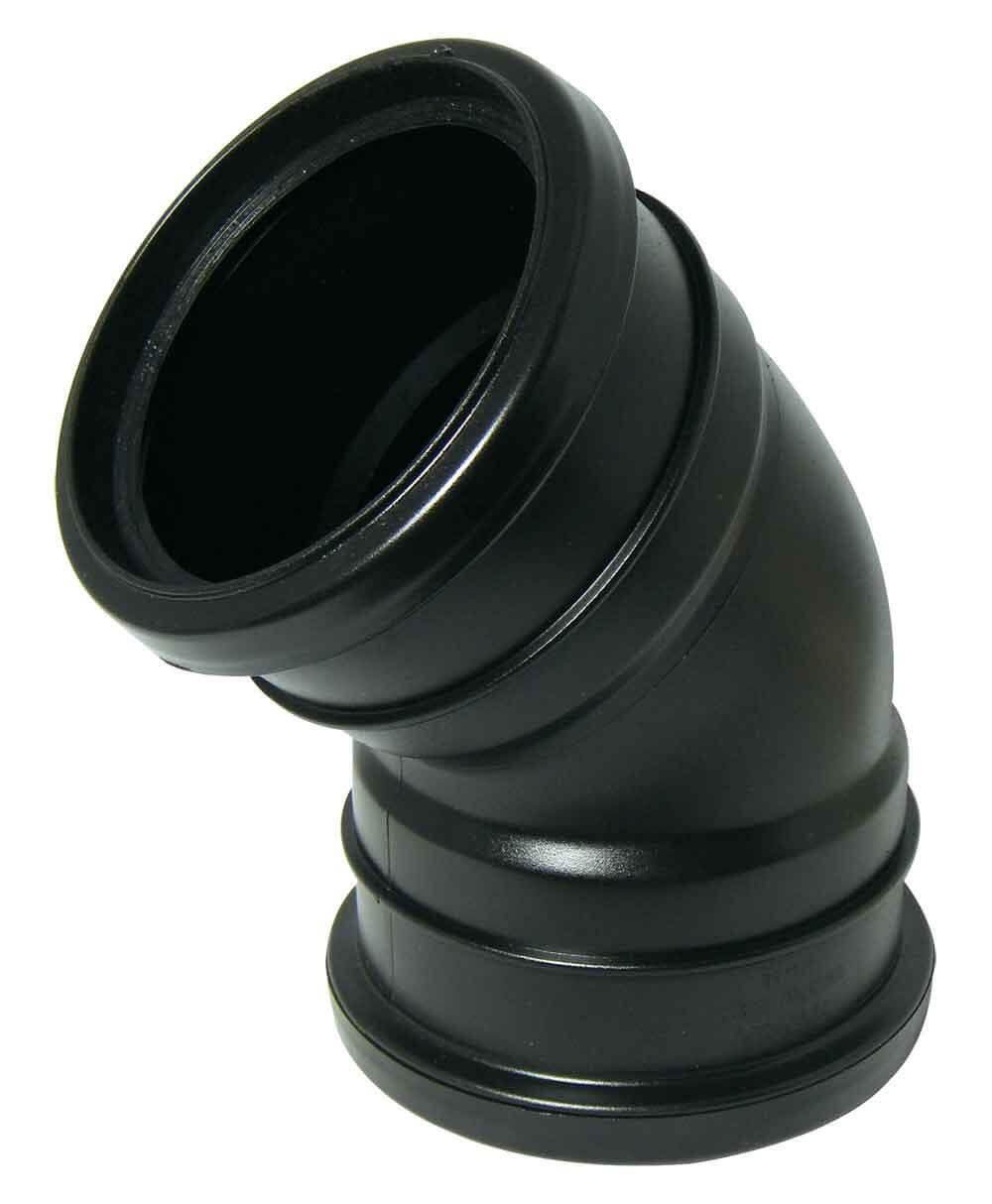 Floplast 110mm Soil 135' Degree Double Socket Bend BlackSp563 from B&Q