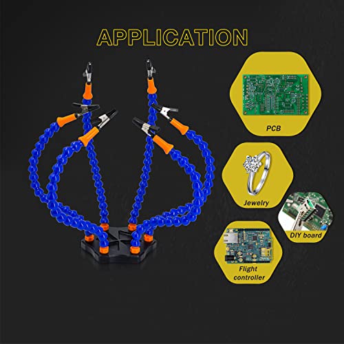 Kotto Third Hand Soldering Pcb Holder Tool Six Arms Octopus Helping Hands Crafts Workshop Helping Station Non-Slip Aluminum Base With Wire Cutting Plier #TOP4
