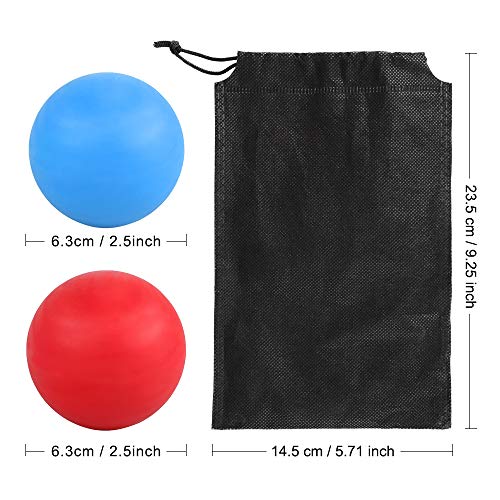 Image of WOVTE Massage Lacrosse Ball for Sore Muscles, Shoulders, Neck, Back, Foot, Body, Deep Tissue, Trigger Point, Muscle Knots, Yoga and Myofascial Release (Blue) (Blue Red)
