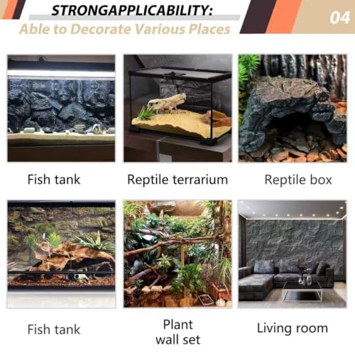 Image of 17.7x11.8in Rock Terrarium Background,3D Reptile Tank Background Board,Amphibian Stereo Backdrop Wall,Lizard Snake Gecko Spider Turtle Fish pet silo Background Decorative Panel(Granite)