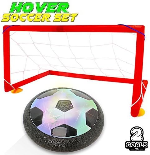 Kids Hover Toys Soccer Goals Ball Set with 2 Gates Nets Air Ball LED Light Football Toy for Boys/Girls Age of 2,3,4,5,6,7,8-16 Years Old,Children Gifts Play Indoor Or Outdoor Sport Game
