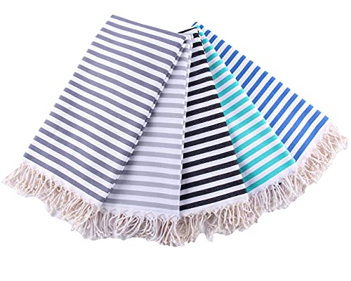 Fringe Home Turkish Towel Set, Turkish Beach Towel Set, Striped Beach Towel, Turkish Bath Towel, Peshtemal Towel, 100% Cotton (39