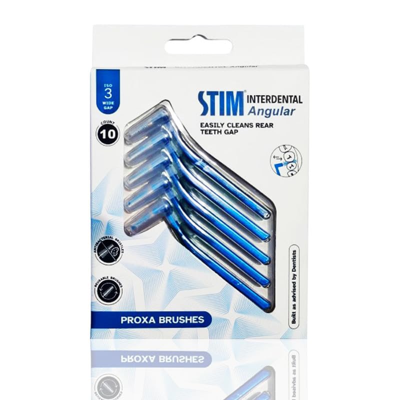 STIM Interdental Angular Brush for Wide Gaps, ISO 3-10s - Smooth Cleaning Between Teeth, Dentist Recommended, Made in India, (Blue, 10 Brushes, Pack of 1) (B0DCZCJJSK) Amazon Price History, Amazon Price Tracker