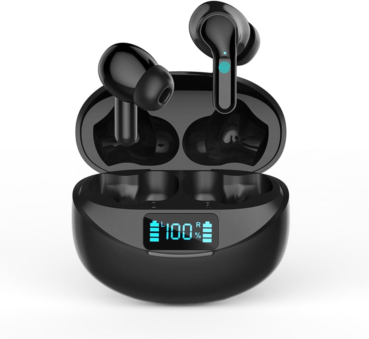 Bluetooth Headphones in-Ear Wireless Earbuds Stereo Low Latency in-Ear Sports Headphones Intelligent Noise Cancellation Digital Display Charging Compartment