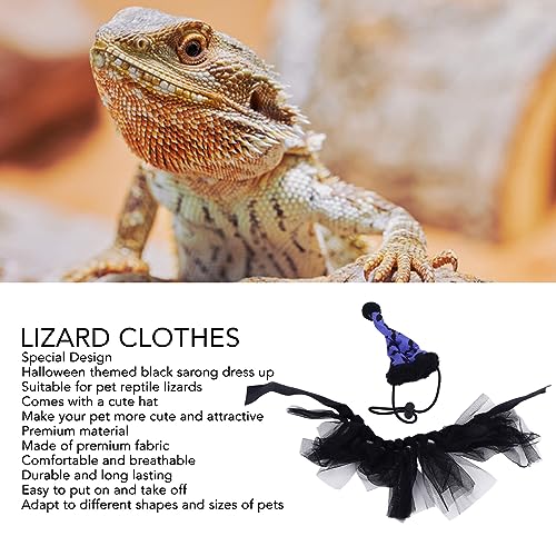 JTLB Fantasia de réptil de Halloween sarongue preto fofo com chapéu, roupa divertida e atraente para