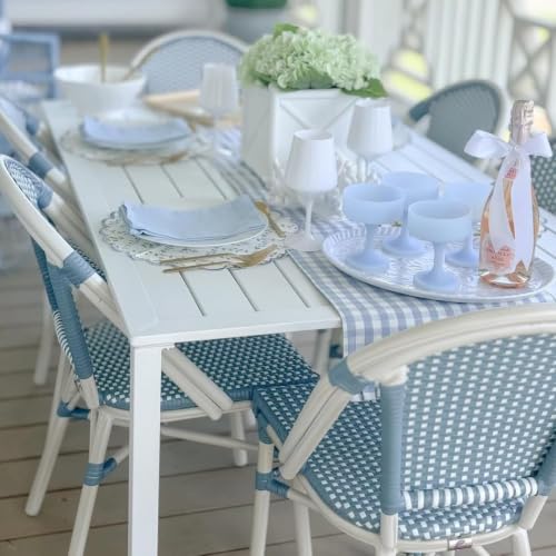 Image of PURPLE LEAF Patio French Dining Chairs Set of 2, White Finish, Light Blue