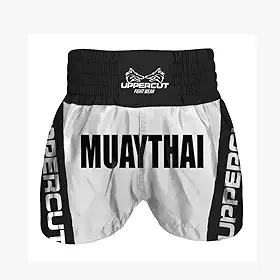 UPPERCUT Calção Muay Thai Adulto Ref-37 Unissex Branco/Preto - M