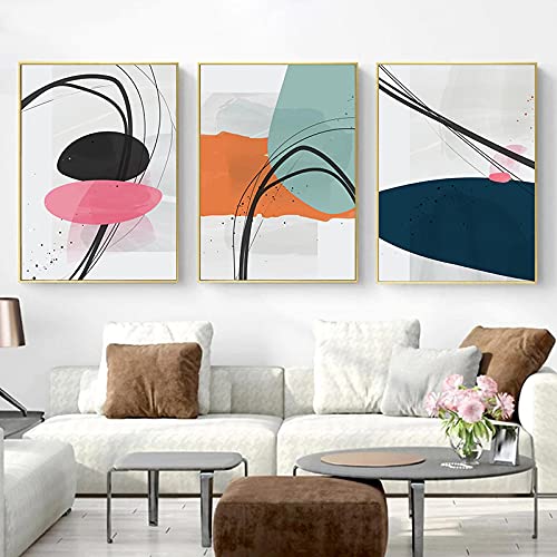 Lienzo de salón con pintura artística moderna de formas geométricas para crear un hogar acogedor