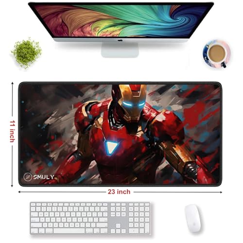 Image of Superhero Design Premium Desk Mat 58.5x28 cm Size Gaming Mousepad Waterproof Non-Slip Rubber Base 2mm Thick Multicolour Printed Computer Laptop Keyboard Mouse Pad Table Mat for Office & Home