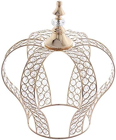 16-Inch tall Gold Crystal Beaded Metal Crown Cake Topper - Birthday Party Wedding Reception Decorations Centerpieces