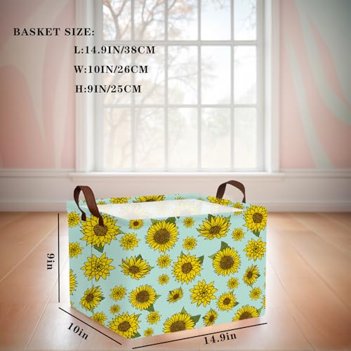 Image of Cute Rectangle Storage Basket, Sunflower | Gift Basket Collapsible, Toy Bin, Nursery Playroom Bedroom Decor, Baby Child