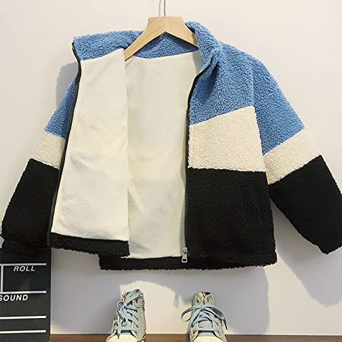Boys Girls Long Sleeve Fleece Jacket with Pocket Kids Winter Warm Plush Coat Trendy Full Zip 2t Jackets for Girls2