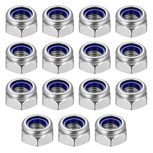 15 Pcs M10 Nylock Nuts, 6mm Locking Nuts, DIN 985 Stainless Steel Hex Lock NutsSelf-locking Hex Nutss, Nyloc Hexagon Nut for Bolts Screws Lock Washers, Locknut Assortment