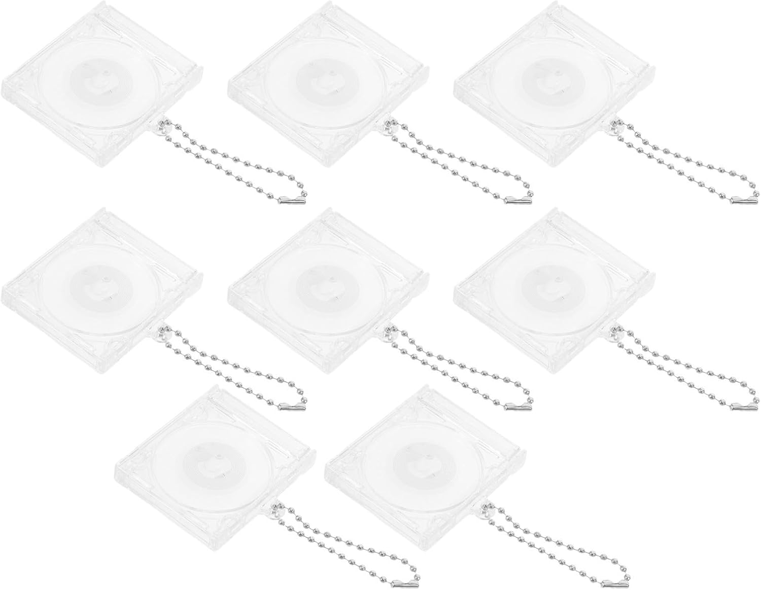 8pcs Mini CD Jewel Case Keychains with Blank Disc and Nfc Chip Acrylic Portable Keychain Case for DIY Photo Insert