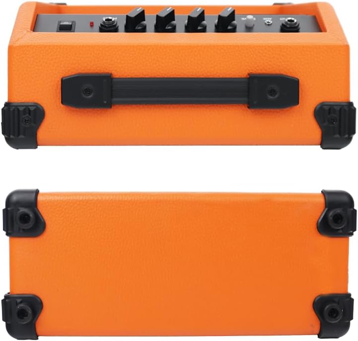 Electric Guitar Amplifier 20W Orange Portable Smart amp 6.5'' Speaker 6.5mm Input 3.5mm aux Drive gain bass Treble Volume and Headphone Jack Practice amp