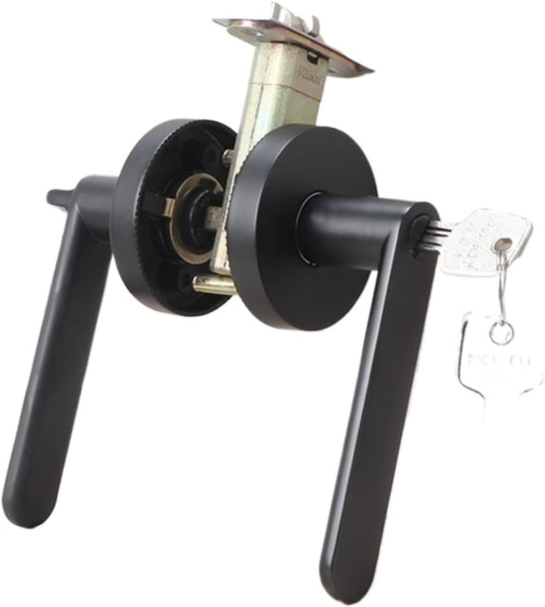 Cerradura Puerta Three Pole Handle Lock Room Door Lock Channel Bathroom Keyless Lock Zinc Alloy Hardware Furniture Accessories(Jin a1)