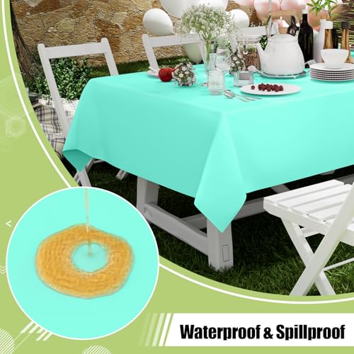 Image of Smiry Disposable Table Cloth - 15 Pack, 54 x 108 Inch Waterproof Rectangle Tablecloths for Parties, Decorative Plastic Table Cover, Leakproof & Sturdy, Mint Green