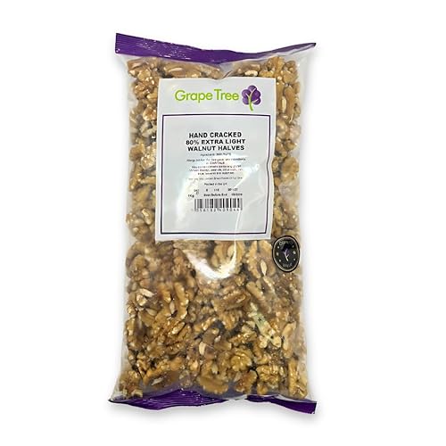 Grape Tree Hand Cracked 80% Extra Light Walnut Halves (1KG). Premium Walnuts Halves for Snacking, Smoothies, Baking & Cooking. Keto & Vegan-Friendly Sliced Nuts, Rich in Protein, Vitamins & Fibre