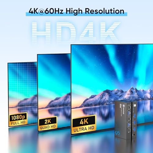 Hearvo STK-S7232H-08081 Usb 3.0 Hdmi Kvm Switch 1 Monitors 2 Computers, 4K@60Hz Kvm Switches thumb #3
