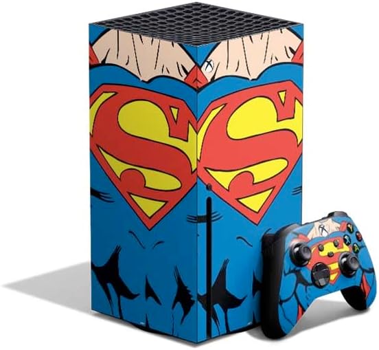 Skinit Decal Gaming Skin Compatible with Xbox Series X Bundle - Officially Licensed DC Comics Superman Vintage Action Pose Pattern Design