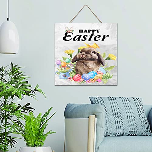 Plaque bois Happy Easter Bunny 30cm finition soignée