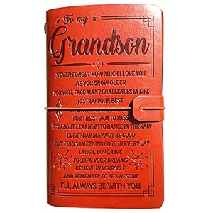 to Grandson Leather Journal- I Will Always Be With You | Refillable Paper 7.9″x4.7″ Best Gift for Christmas, Graduation,Birthdays – Engraved Love Message